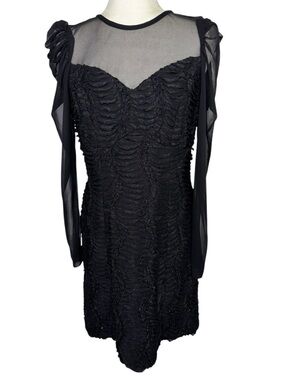 Vintage Gothic Black Mesh Bodice Cocktail Dress Y2K 90’s Retro